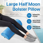 Lumbar Support Pillow for Sleeping - Large Half-Moon Bolster Pillow for Legs, Knees, Lower Back, Ankles & Feet - Machine Washable Cover, Semi-Roll Knee Pillow for Back Sleepers & Head Support (Navy)