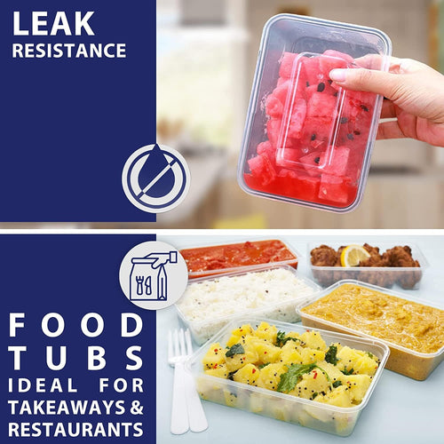 Adam Icon 25 Microwave Plastic Food Takeaway Heavy Duty Satco Containers with Lids 650ml (650ml)