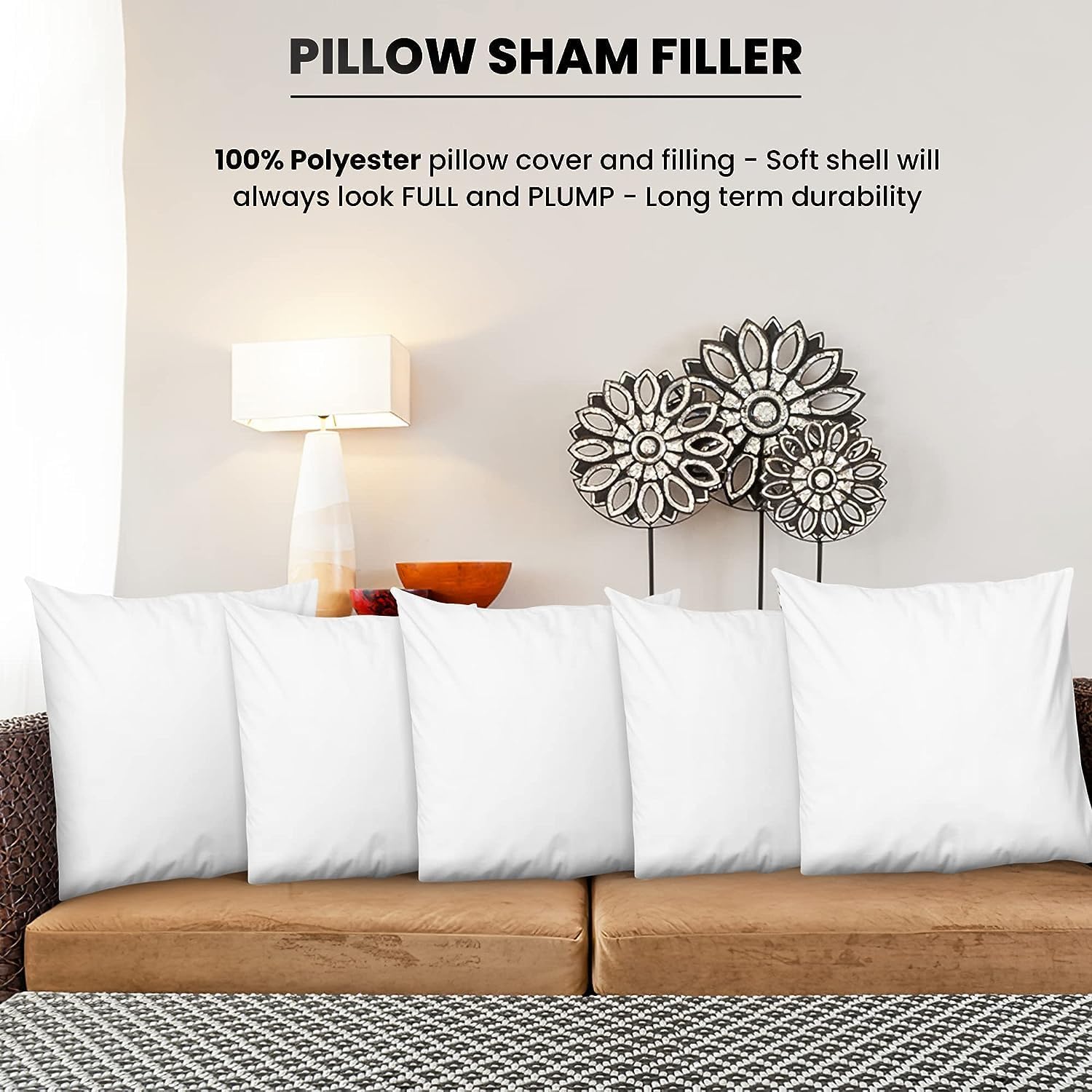 Foamily Throw Pillows Insert - (Pack of 4) Pillow 12" x 12" Inches for Bed and Couch - 100% Machine Washable Cotton Pillow - Indoor Decorative Throw Pillows for Couch & Bed