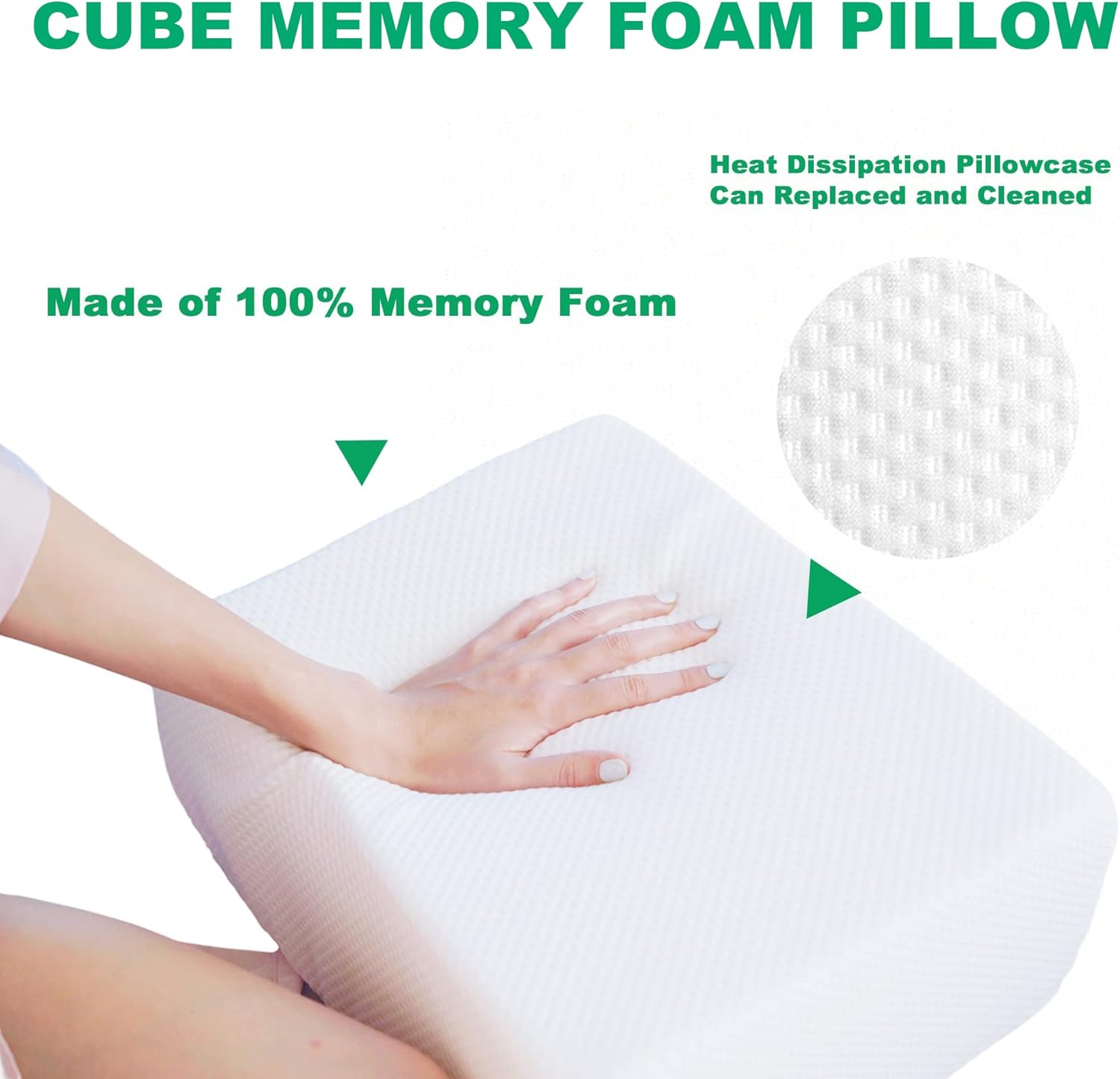 Pillow for Side Sleepers, Cube Memory Foam Pillow, Side Sleeper Pillow for Neck and shoulder pain,Square Pillow for Relief Sleeping(15"×12"×6")