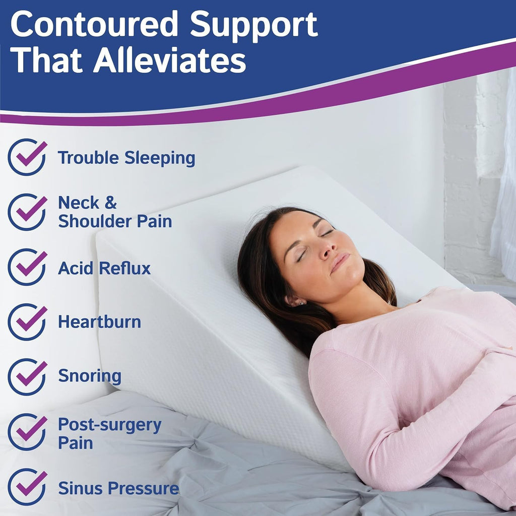 Becky Cameron Orthopaedic Bed Wedge Support Pillow Memory Foam For Acid Reflux, GERD, Reduce Back Pain, Snoring And Breathing Problems Great For Sleeping, Reading, Rest Elevation Washable Cover