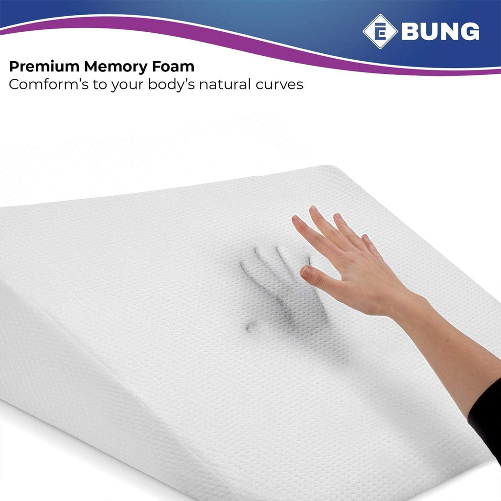 Bed Wedge Pillow with Memory Foam Top - Ideal for Comfortable & Restful Sleeping - Alleviates Neck/Back Pain, Acid Reflux, Snoring, Heartburn, Allergies & More - Versatile - Washable Cover, 7.5"