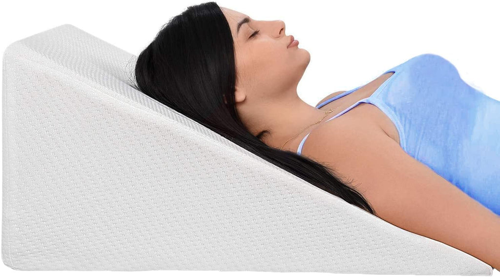 Ebung Bed Wedge Pillow with Memory Foam Top 12in – Wedge Pillow for Snoring, Neck Pillow for Pain Relief, Shoulder Pain, Back Pillow for Sitting in Bed, Heartburn Relief – Removable, Washable Cover