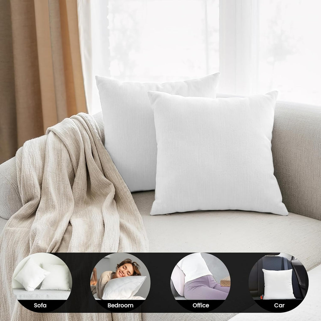 Foamily Throw Pillows Insert Set of 2 - 12 x 12 Insert for Decorative Pillow Covers - Made in USA - Bed and Couch Sham Filler @ M&A styles ltd