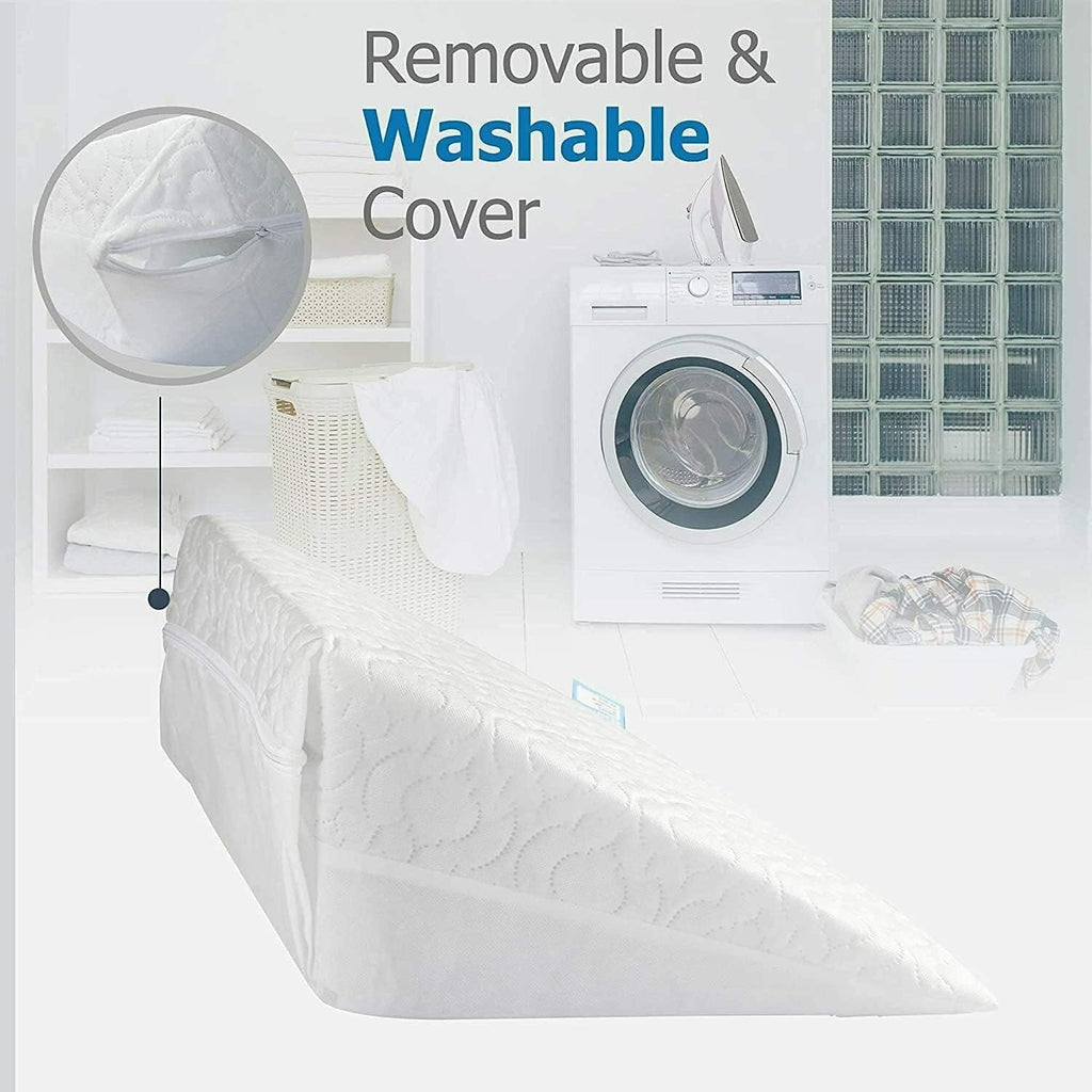 Foamily Orthopaedic Bed Wedge Support Pillow Memory Foam - for Acid Reflux, GERD, Reduce Back Pain, Snoring and Breathing Problems - Great for Sleeping, Reading, Rest Elevation -Washable Cover