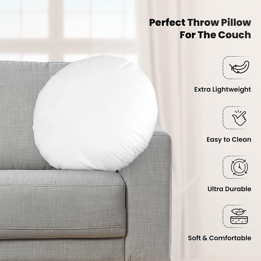 Foamily Round Throw Pillows 2 Pack 16" Pillow Inserts for Couch or Bed Decorative Bedding - Made in USA @ M&A STYLES LTD