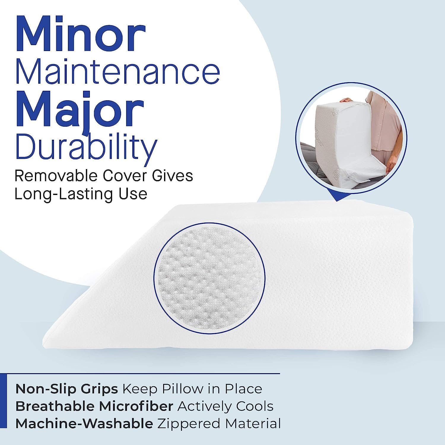 Becky Cemeron Leg Elevation Pillow for Sleeping - Supportive Bed Wedge Pillow for Circulation, Swelling, Foot & Knee Discomfort(24 x 16 x 8 inches)