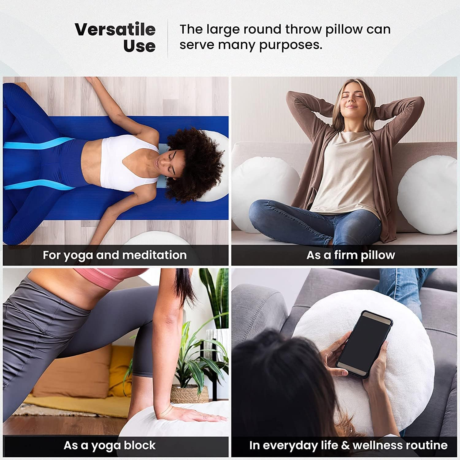 Foamily Round Throw Pillows 2 Pack 16" Pillow Inserts for Couch or Bed Decorative Bedding - Made in USA @ M&A STYLES LTD