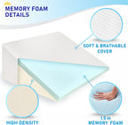 Bed Wedge Pillow Cooling Memory Foam Top – 12" 24" 24" Elevated Support Cushion, Triangle Wedge Pillow for Sleeping, Lower Back Pain, Acid Reflux, Heartburn, Allergies, Snoring – Removable Cover