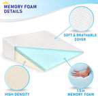Bed Wedge Pillow Cooling Memory Foam Top – 8" 24" 24" Elevated Support Cushion, Triangle Wedge Pillow for Sleeping, Lower Back Pain, Acid Reflux, Heartburn, Allergies, Snoring – Removable Cover