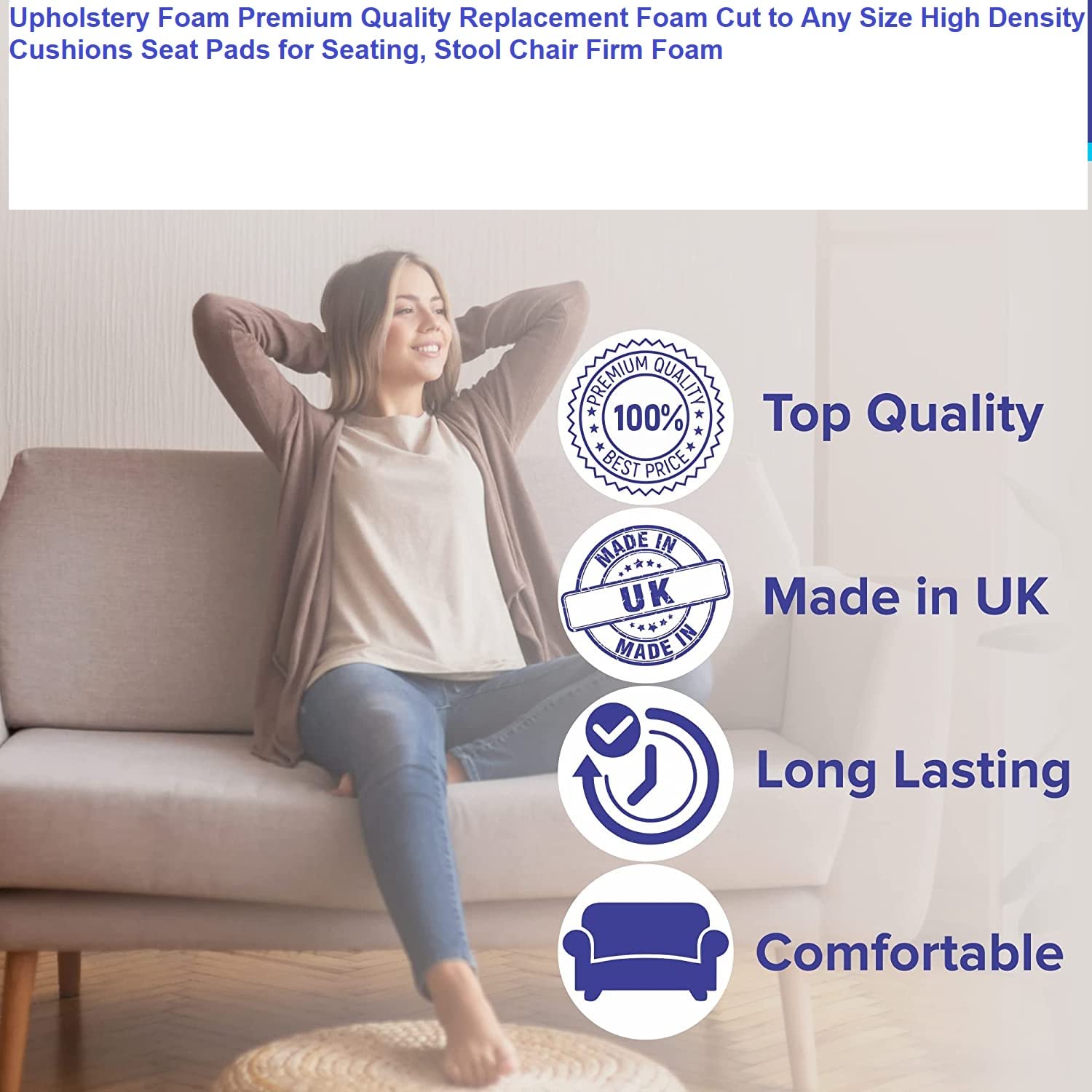 4 H x 18 W x 20 L Upholstery Foam Cushion High Density by IZO All Supply