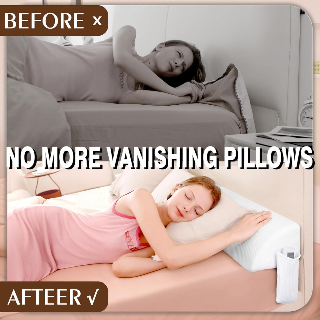 JAKOOLA Bed Wedge Pillow Stopper Mattress Filler Pillow for Gap Between Mattress and Headboard Sideboard Queen Size 60” x 8” x 6”