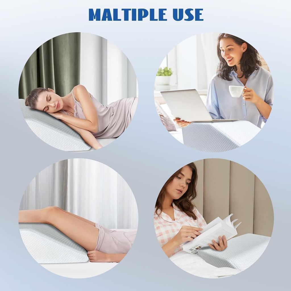 Becky Cemeron Leg Elevation Pillow for Sleeping - Supportive Bed Wedge Pillow for Circulation, Swelling, Foot & Knee Discomfort(24 x 16 x 8 inches)