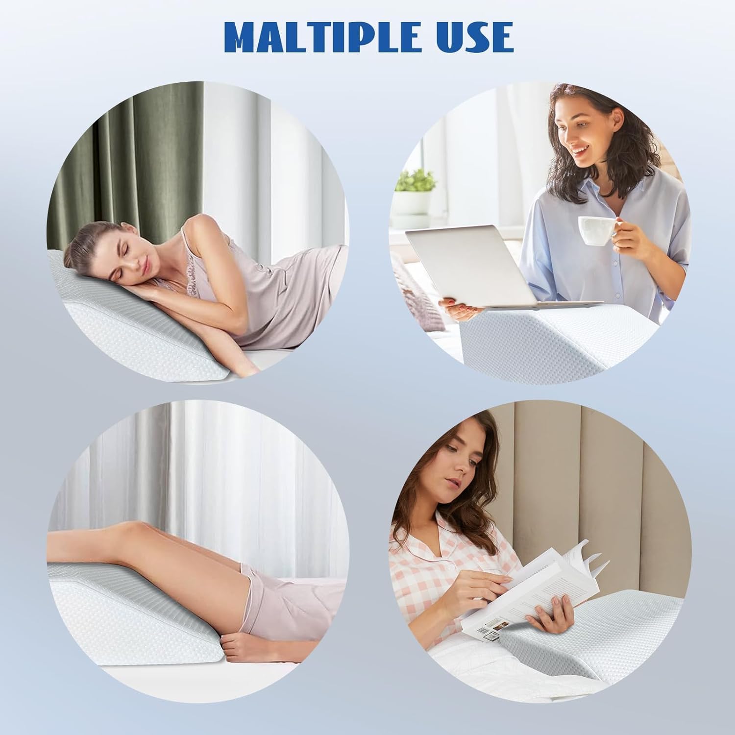 Becky Cemeron Leg Elevation Pillow for Sleeping - Supportive Bed Wedge Pillow for Circulation, Swelling, Foot & Knee Discomfort(24 x 16 x 8 inches)