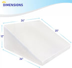 Bed Wedge Pillow Cooling Memory Foam Top – 12" 24" 24" Elevated Support Cushion, Triangle Wedge Pillow for Sleeping, Lower Back Pain, Acid Reflux, Heartburn, Allergies, Snoring – Removable Cover