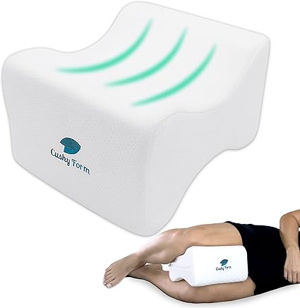 Sciatic Nerve Pain Relief Knee Pillow - Best for Pregnancy, Leg, Knee, Back & Spine Alignment - Memory Foam Wedge Leg Pillow with Washable Cover (White, Standard)