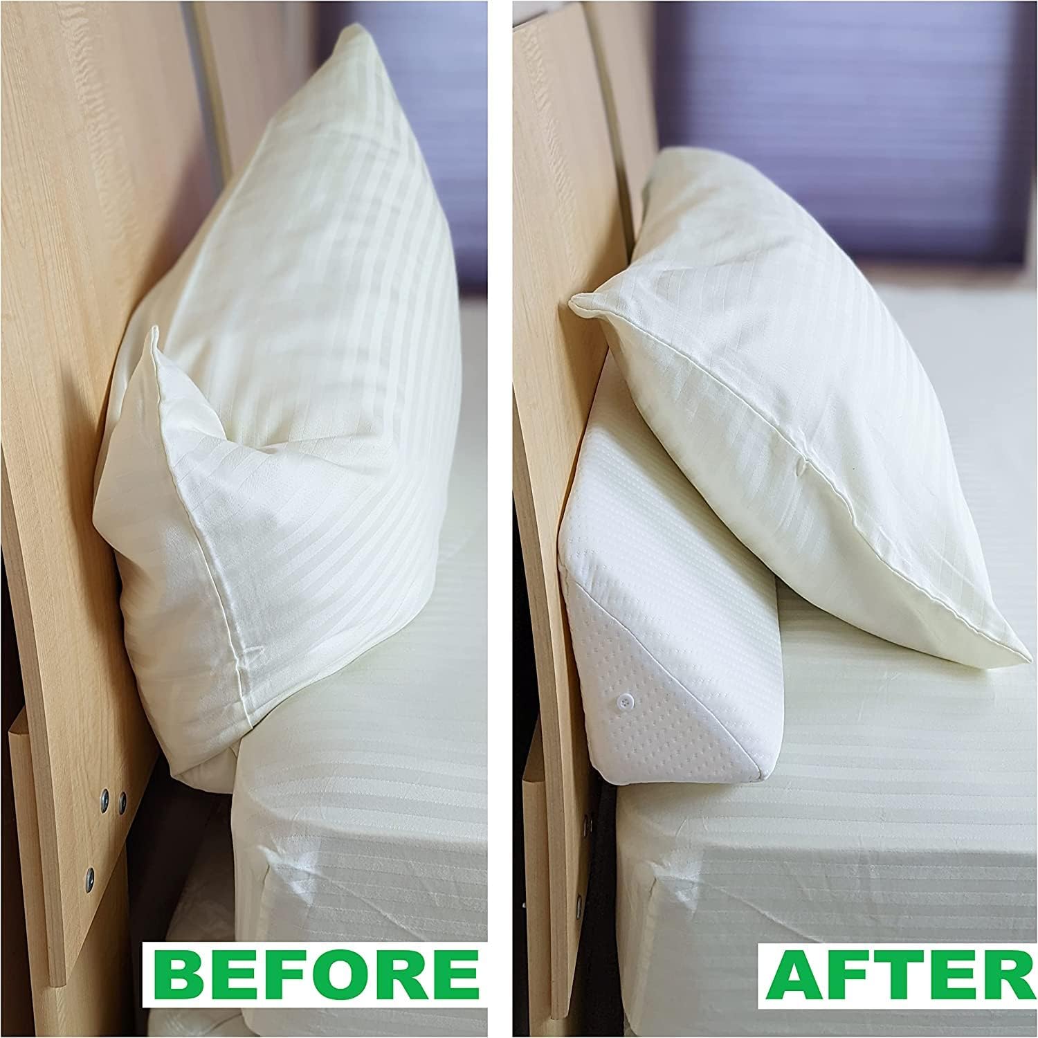 Becky Cameron Bed Wedge Headboard Pillow Gap Filler Foam Wedge (King, White) | Multi-Use Triangular Foam Pillow | Cover Gap Between Bed and Headboard or Bed and Wall