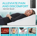 Wedge Pillow - 8 Inch Bed Wedge Pillow - 24 Inch Wide Incline Support Cushion for Lower Back Pain, Pregnancy, Acid Reflux, GERD, Heartburn, Allergies, Anti Snore – Soft Removable Cover