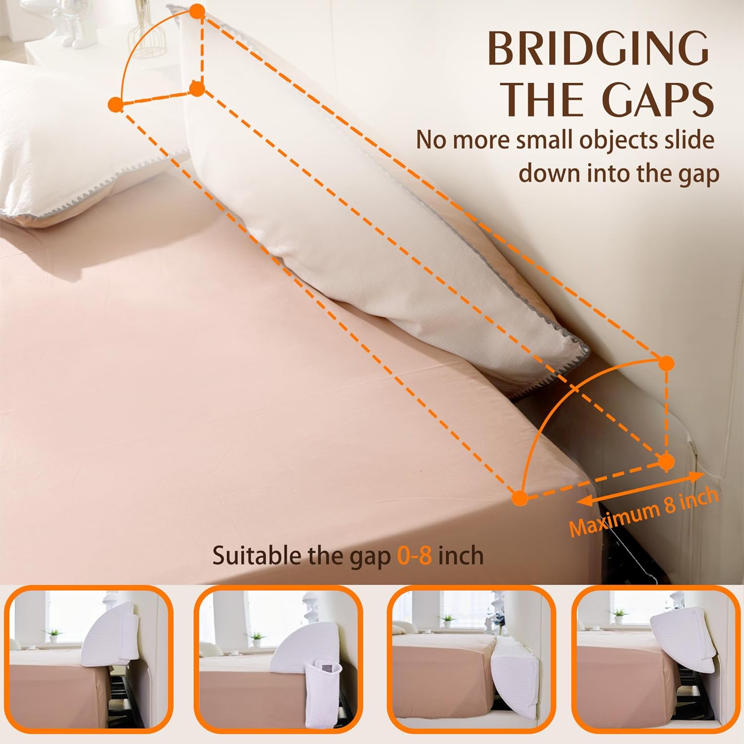 jakoola Bed Wedge Pillow for Headboard Gap Bed Mattress Gap Filler Memory Foam Bed Crack Headboard Pillow Stopper to Close The Gap Between Headboard Wall and Mattress Space Filler Cal King (8x6x72in)