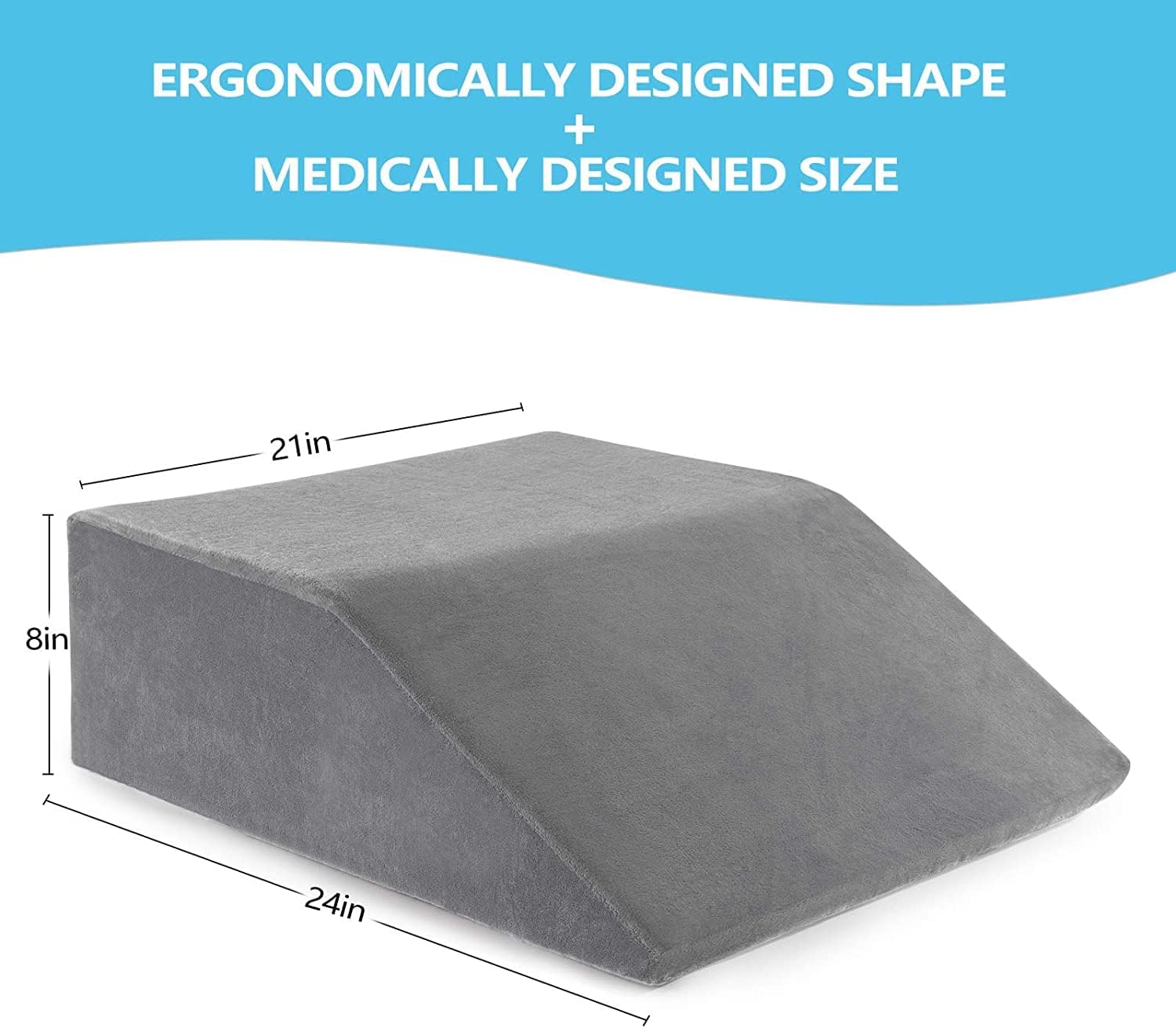 Hermell Zero Gravity Elevating Leg Rest Pillow, Post-Surgery, Leg Pain, Back Injury, Sciatica Pain Relief, Removable Cover - White