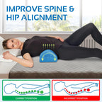 Lumbar Support Pillow for Sleeping - Large Half-Moon Bolster Pillow for Legs, Knees, Lower Back, Ankles & Feet - Machine Washable Cover, Semi-Roll Knee Pillow for Back Sleepers & Head Support (Navy)