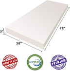 AK TRADING CO. Upholstery Foam Cushion (Seat Replacement, Upholstery Sheet, Foam Padding), High Density (2x24x72),White
