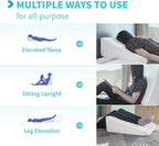 Bed Wedge Pillow Gel Memory Foam Top - Cooling Elevated Support Cushion for Lower Back Pain, Acid Reflux, Heartburn, Allergies, Snoring - Ultra Soft Breathable Cover (10 Inch Wedge)
