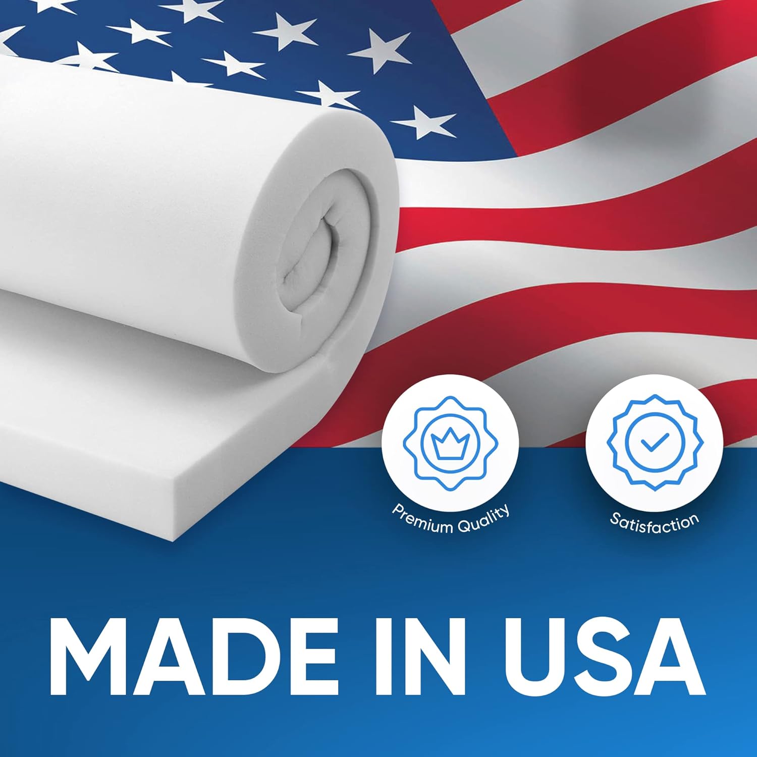 AK TRADING CO. (1" H X 30" W x 72"L) Upholstery Foam Cushion CertiPUR-US® Certified. Perfect for Seat Replacement, Upholstery Sheet & Foam Padding,white