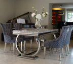 Becky Cameron Dining Chairs Set Of 2 Majestic Dining Chair Luxury Plush Velvet Lion Head Knocker Leisure Chairs (Grey)