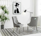Becky Cameron Dining Chairs Set Of 2 Majestic Dining Chair Luxury Plush Velvet Lion Head Knocker Leisure Chairs (Grey)