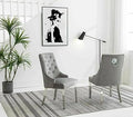 Becky Cameron Dining Chair Set Of 2 Velvet Chairs With Lion Knocker High Back Chrome Leg Luxury Chairs For Home & Commercial Restaurants (Black Velvet)