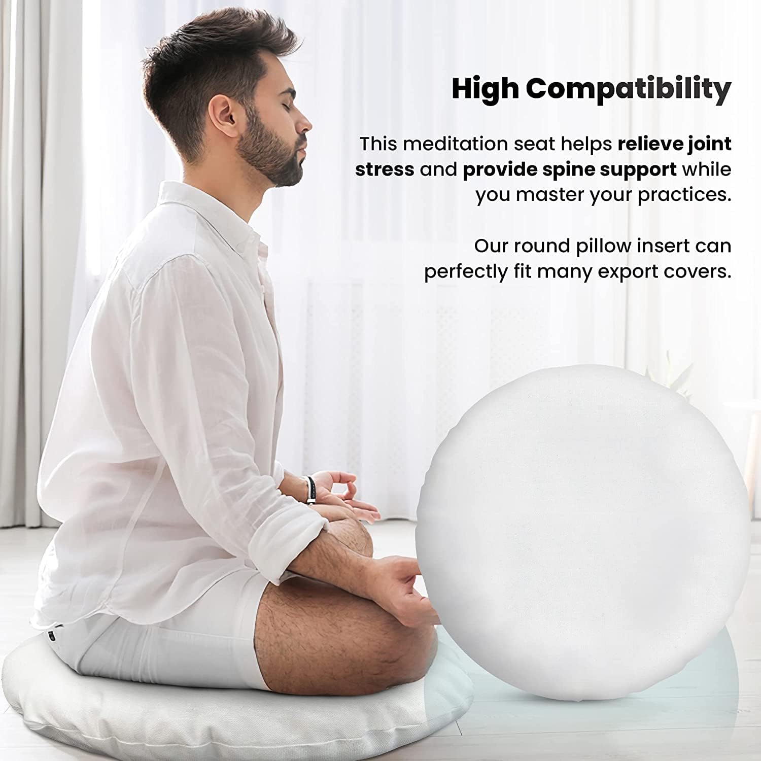 Foamily Round Throw Pillows 2 Pack 16" Pillow Inserts for Couch or Bed Decorative Bedding - Made in USA @ M&A STYLES LTD