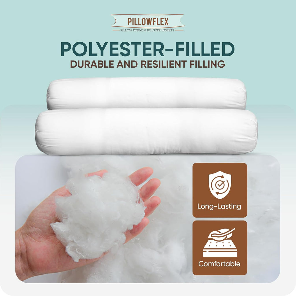 Pillowflex 8 Inch Bolsters Pillow Form Inserts For Shams (8 Inch By 28 Inch Bolster)