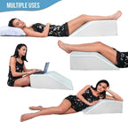 Wedge Pillow for Sleep Apnea, 12 Inch Adjustable Height Bed Wedge Pillow for Headboard, Gerd, Acid Reflux Relief, Snoring, and Post Surgery Recovery. Bed Pillow for Sitting Up in Bed