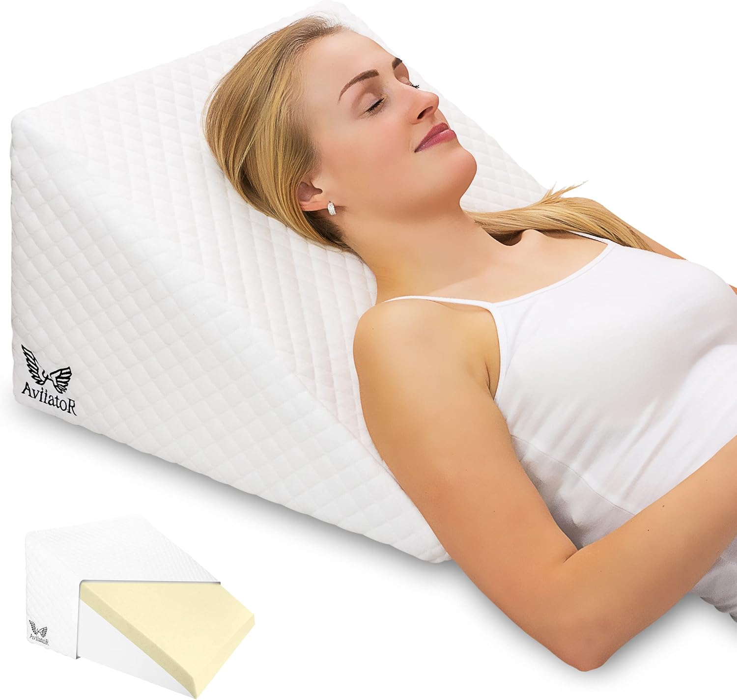 Leg Elevation Pillow for Sleeping, Resting, Supportive Bed Wedge Foam Pillow for Circulation, Swelling, Foot & Knee Discomfort @ M&A STYLE