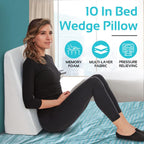 AllSett Health Cooling 10 Inch Bed Wedge Pillow - 24 Inch Wide Incline Support Cushion for Lower Back Pain, Pregnancy, Acid Reflux, GERD, Heartburn, Allergies, Anti Snore – Soft Removable Cover