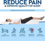 Leg Elevation Pillow - Cooling Gel Memory Foam Top, High-Density Leg Rest Elevating Foam Wedge- Relieves and Recovers Foot and Ankle Injury, Leg, Hip and Knee Pain, Improves Blood Circulation