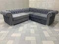 Adam Icon Chesterfield style Grey corner sofa fabric Set 3+2 Seater For Living Room with Solid Wooden