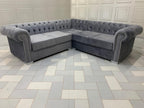 Adam Icon Chesterfield style Grey corner sofa fabric Set 3+2 Seater For Living Room with Solid Wooden