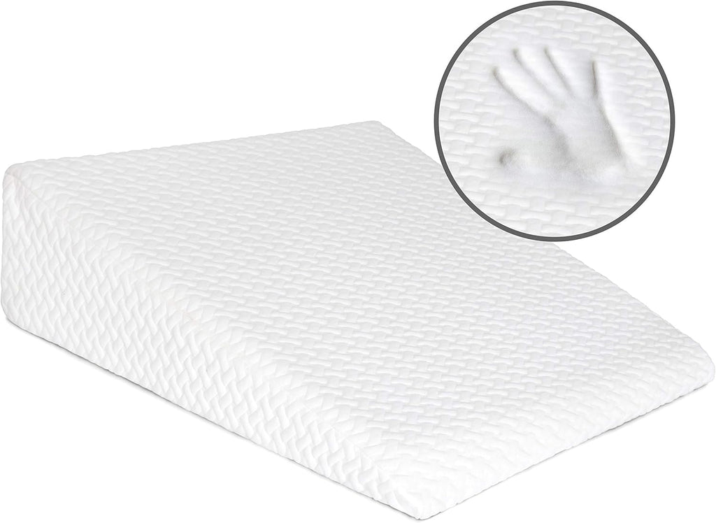 Adam Icon Bed Wedge Pillow of Memory Foam Acid Reflux and Gerds, Reduce Neck and Back Pain, Snoring, and Respiratory Problems - Breathable and Washable Cover