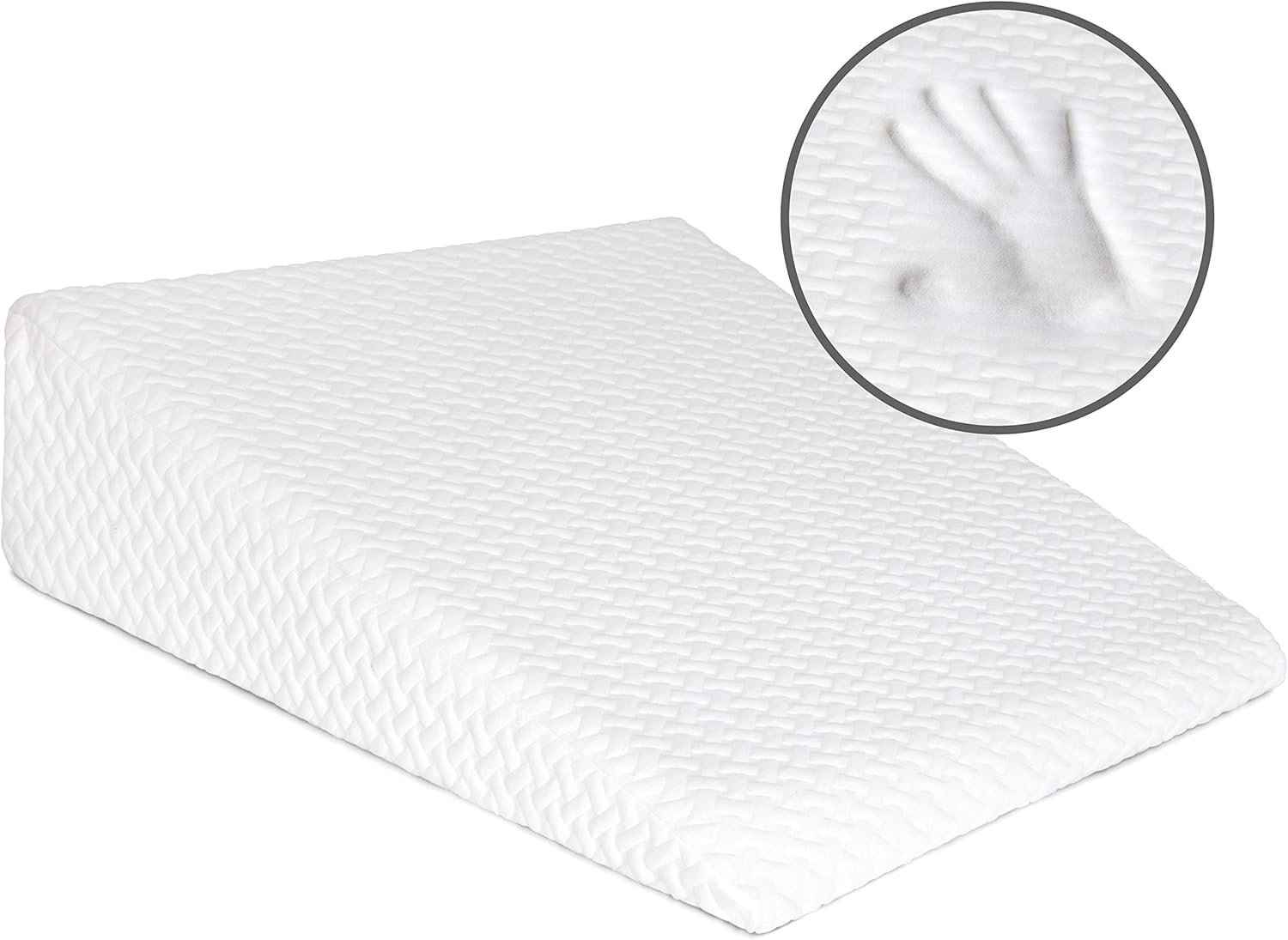 Adam Icon Bed Wedge Pillow of Memory Foam Acid Reflux and Gerds, Reduce Neck and Back Pain, Snoring, and Respiratory Problems - Breathable and Washable Cover