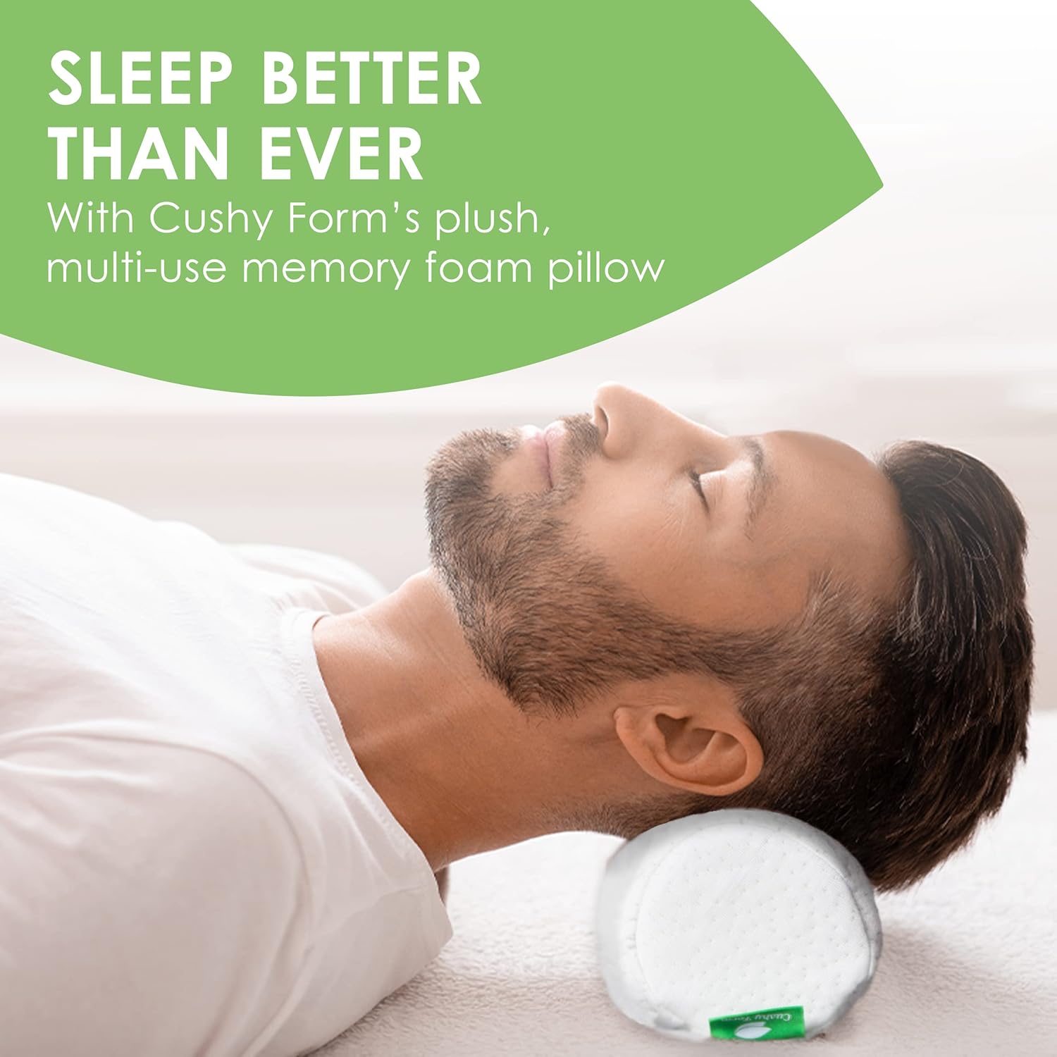 Cushy Form Travel Neck Pillow - Washable Memory Foam Cylinder Pillow for Neck, Back & Leg Support