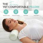 AllSett Health 2 Pack Bamboo Cervical Neck Roll Memory Foam Pillow, Round Neck, Support for Sleeping | Bolster Pillow for Bed, Legs, Back And Yoga | 4 Inch Diameter x 17 Inches long
