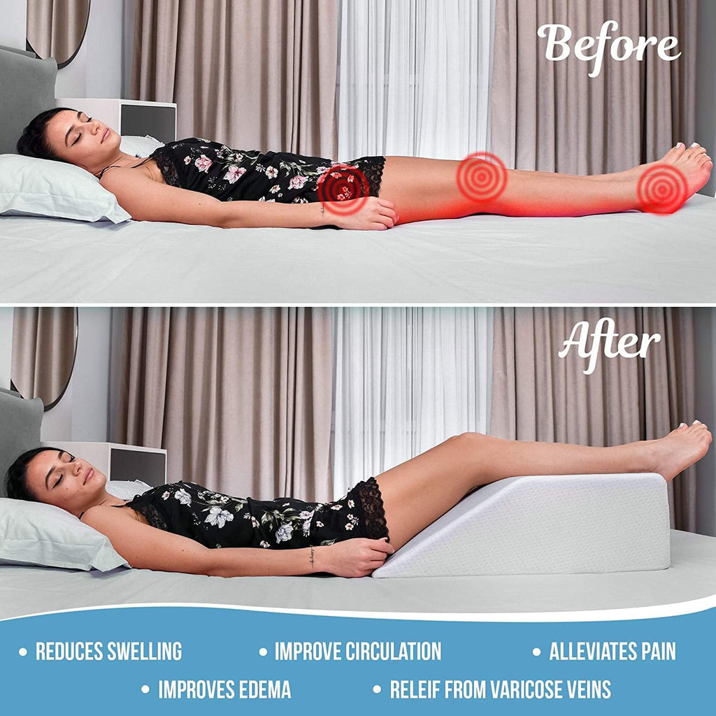 Wedge Pillow for Sleep Apnea, 12 Inch Adjustable Height Bed Wedge Pillow for Headboard, Gerd, Acid Reflux Relief, Snoring, and Post Surgery Recovery. Bed Pillow for Sitting Up in Bed