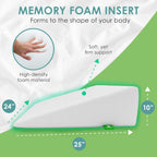 Bed Wedge Pillow for Sleeping - Memory Foam Leg Elevation for Post Surgery, Sleeping, Sitting - Triangle Pillow with Washable Cover Helps Aid Snoring 25x24x10 Inch
