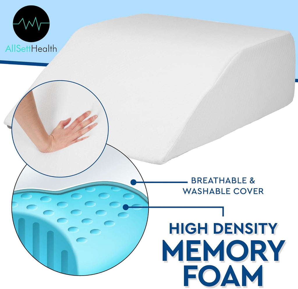 Leg Elevation Pillow - Cooling Gel Memory Foam Top, High-Density Leg Rest Elevating Foam Wedge- Relieves and Recovers Foot and Ankle Injury, Leg, Hip and Knee Pain, Improves Blood Circulation