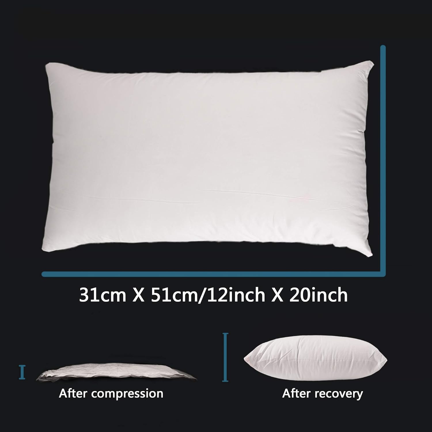 EDOW Luxury Throw Pillow Insert, Soft Fluffy Down Alternative Polyester Square Form Decorative Pillow Insert,Sham Stuffer,Cotton Cover for Sofa, Couch,Bed and Car. (White, 12x20)