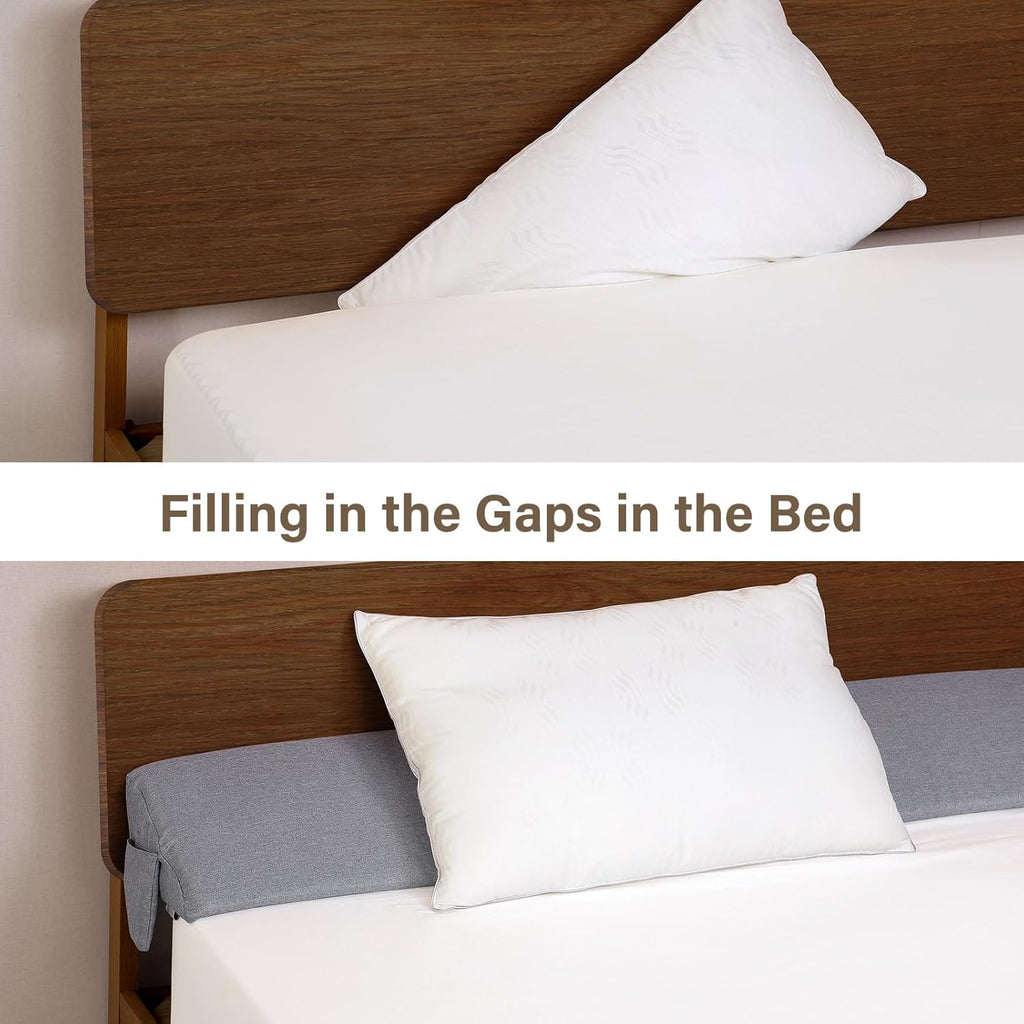 ENITYA Cal King Bed Wedge Pillow for Headboard Gap/Mattress Gap Filler/Headboard Pillow/Bed Gap Filler,Close Gap(0-3.5") Between Mattress and Headboard,Stop Loosing Your Pillows,Phone(Grey