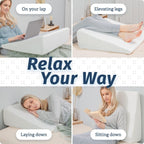 Abco Tech Bed Pillow Wedge for Sleeping - Memory Foam Top - Reduce Neck & Back Pain, Snoring, Acid Reflux, Respiratory Problems - Ideal for Sleeping, Reading, Rest, Elevation - Washable Cover - 7in