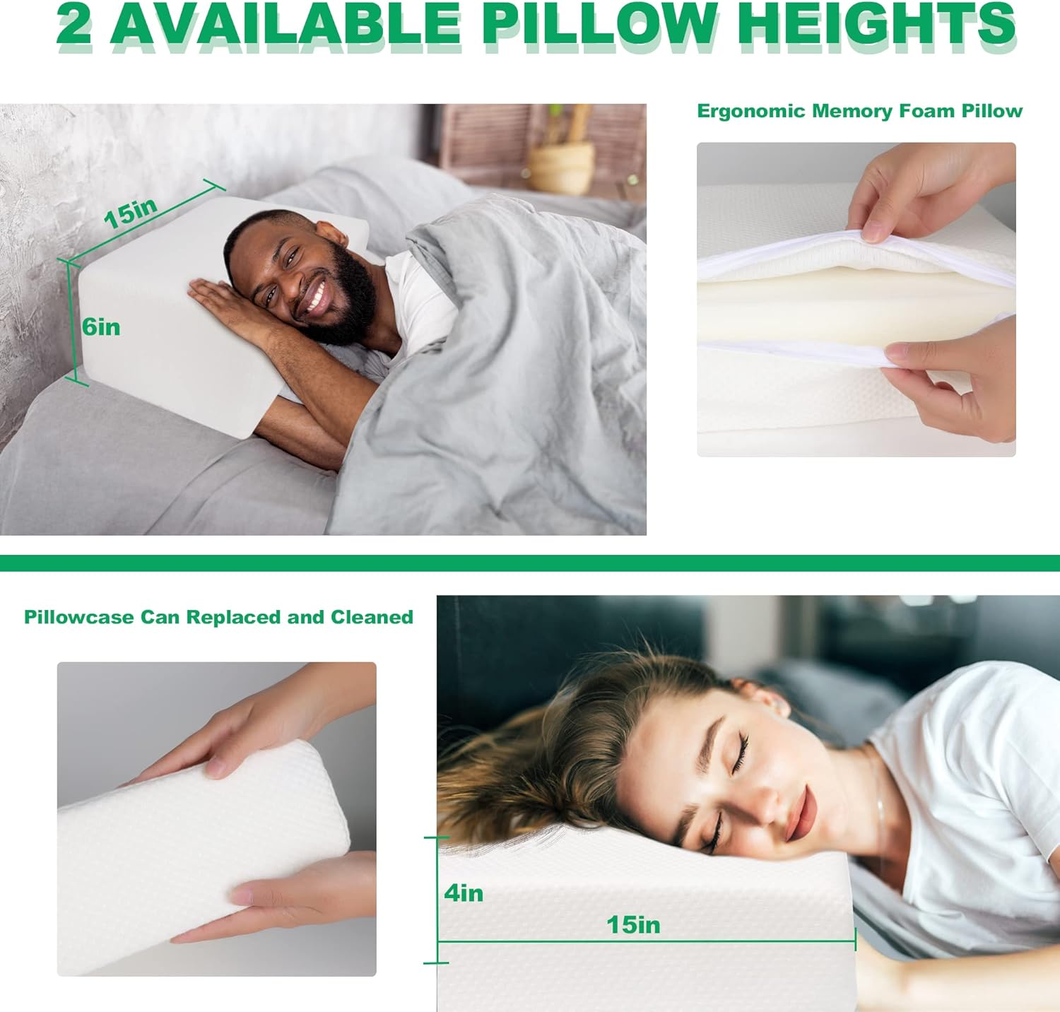 Pillow for Side Sleepers, Cube Memory Foam Pillow, Side Sleeper Pillow for Neck and shoulder pain,Square Pillow for Relief Sleeping(15"×12"×6")